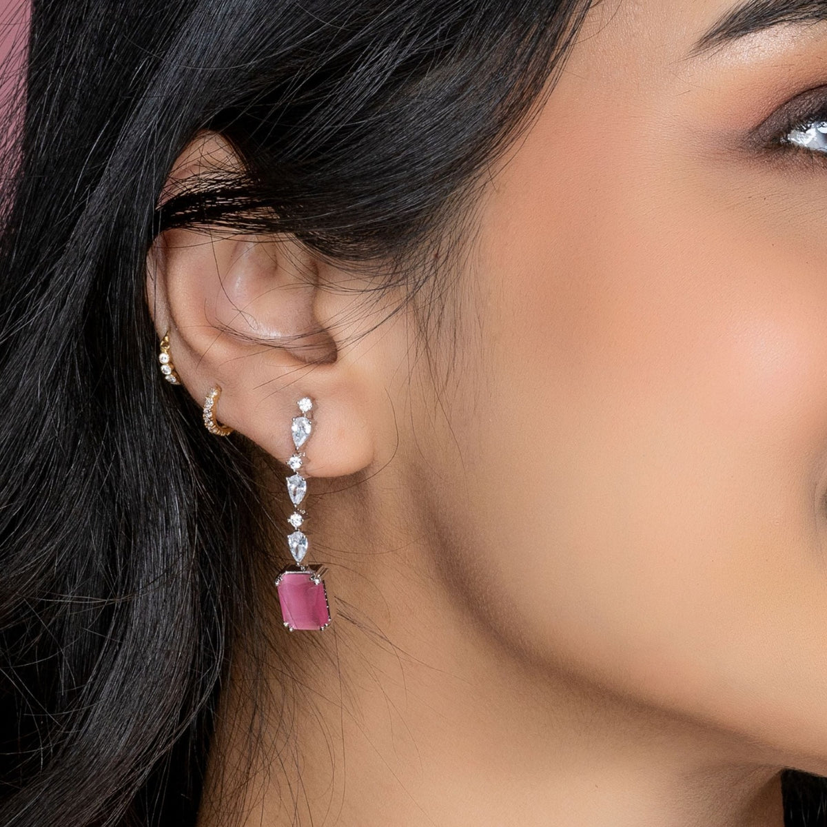 Violetta CZ Pink Necklace Set