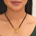 Anaya Antique Red Green Kempu Black Bead Necklace