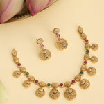 Padmaja Red Green Kempu Antique Necklace Set
