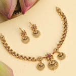 Haripriya Antique Red Kempu Necklace Set