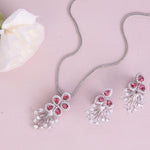 Plume Red Nakshatra CZ Pendant Set