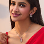 Plume Red Nakshatra CZ Pendant Set