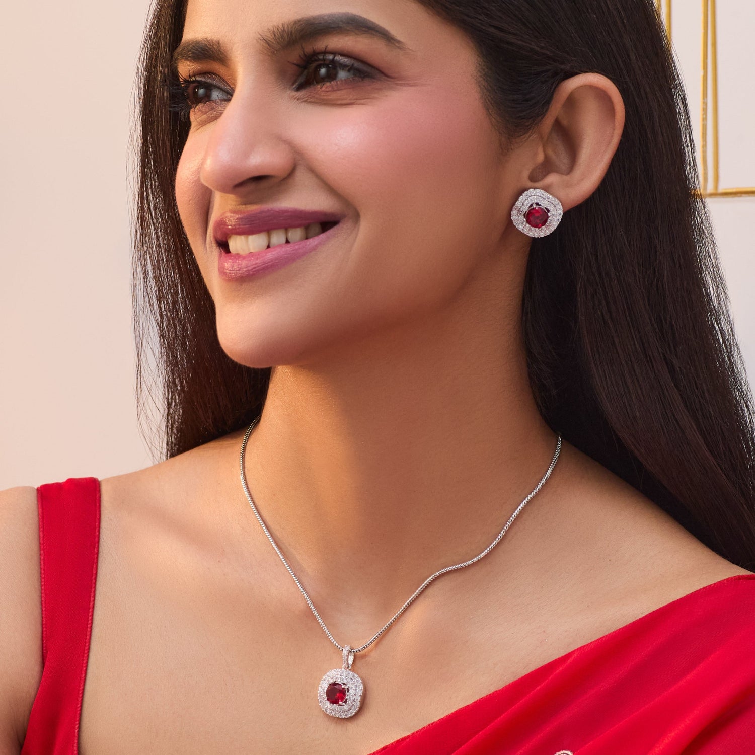 Scarlet Nakshatra CZ Pendant Set