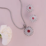 Amelia Red Nakshatra CZ Pendant Set
