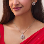 Mia Red Nakshatra CZ Pendant Set