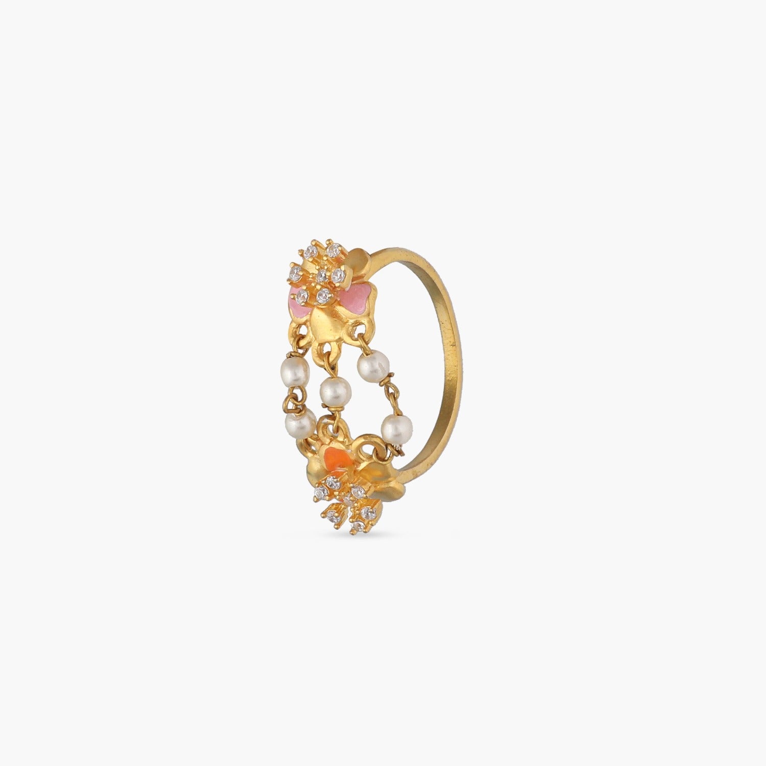 22K Yellow Gold CZ Ring W/ Cluster Flowers & Spring Band – Virani Jewelers