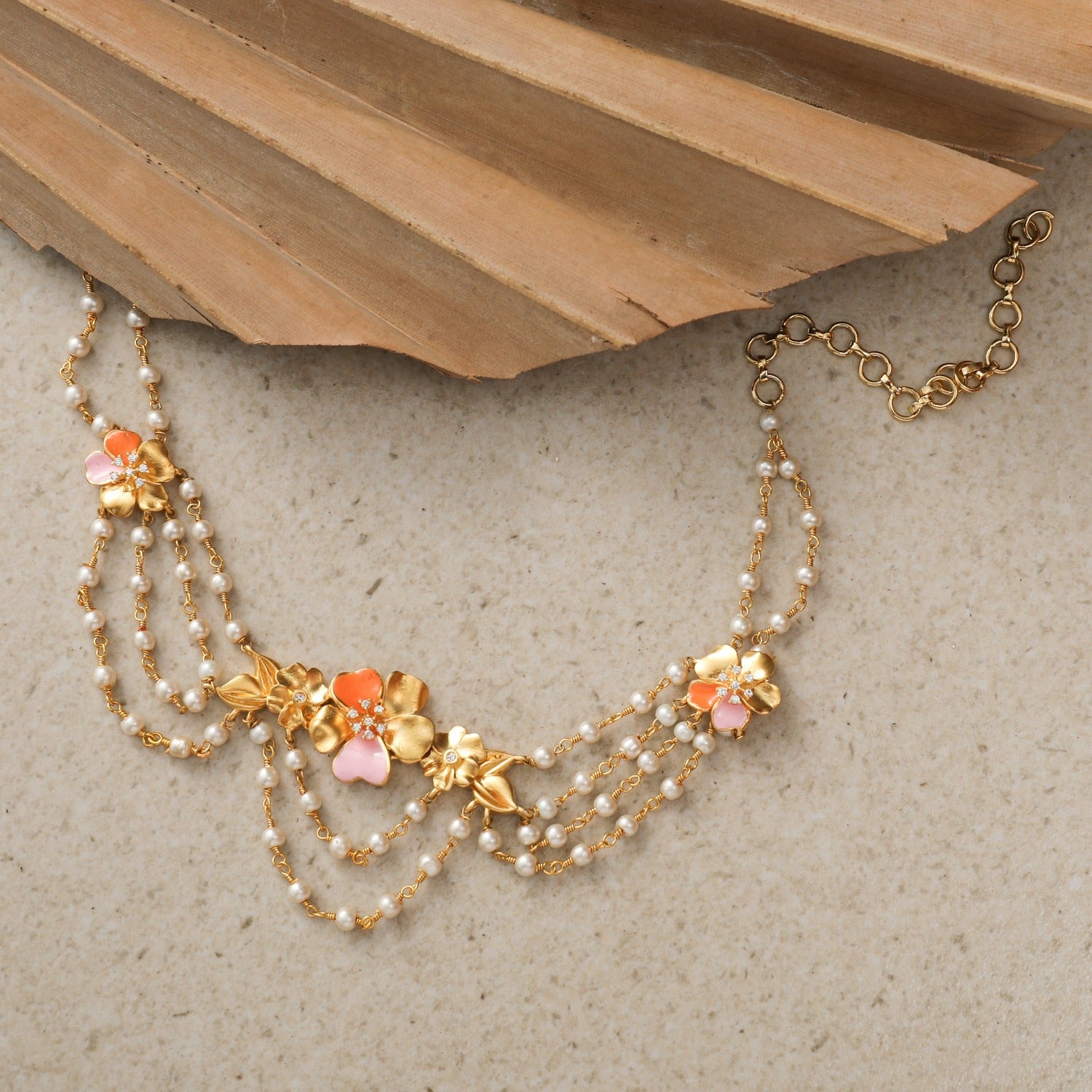 スマートフォン・携帯電話 DECO depuis 1985 3D FLOWER MALTI CHAIN