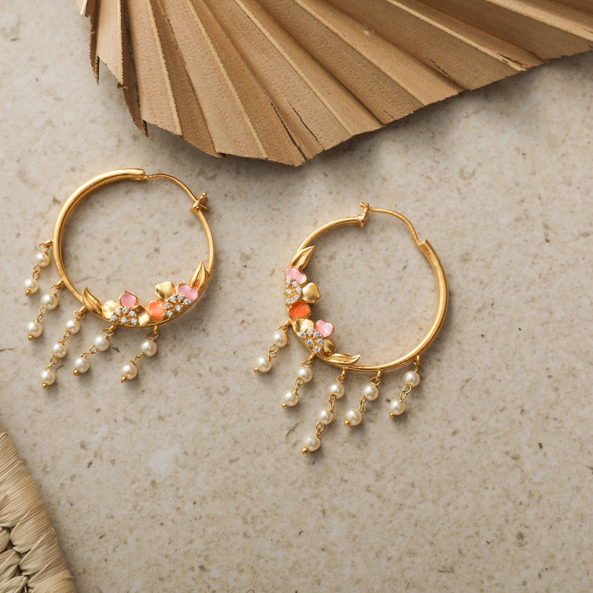 Jalaja Delicate Floral Hoop Earrings