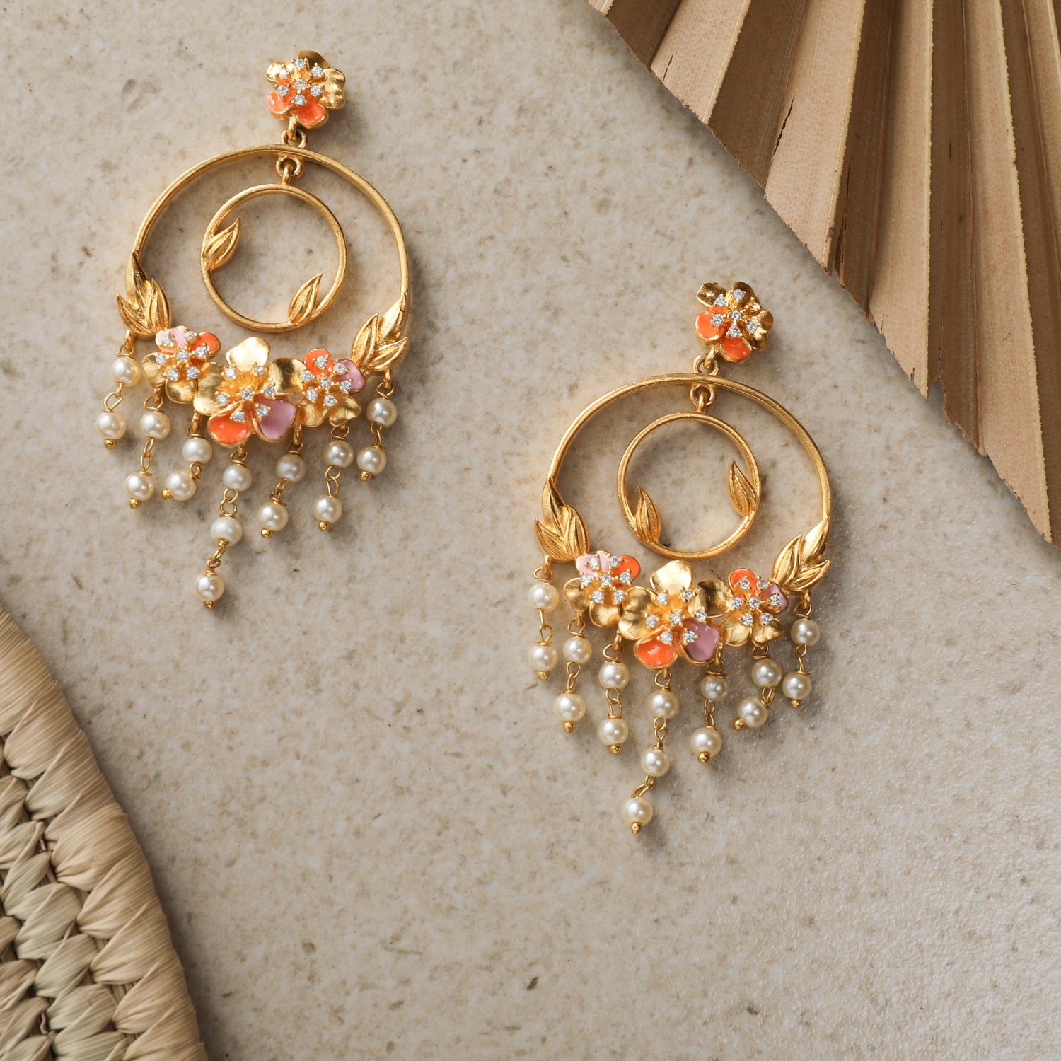 Buy Gold-Toned & Pink Earrings for Women by Fashion Frill Online | Ajio.com