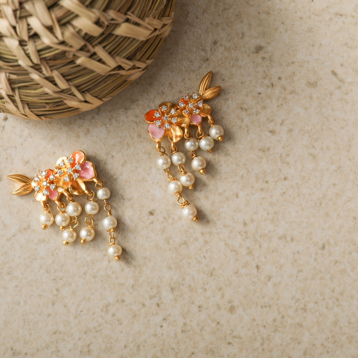 Jalaja Leaf Floral Drop Earrings