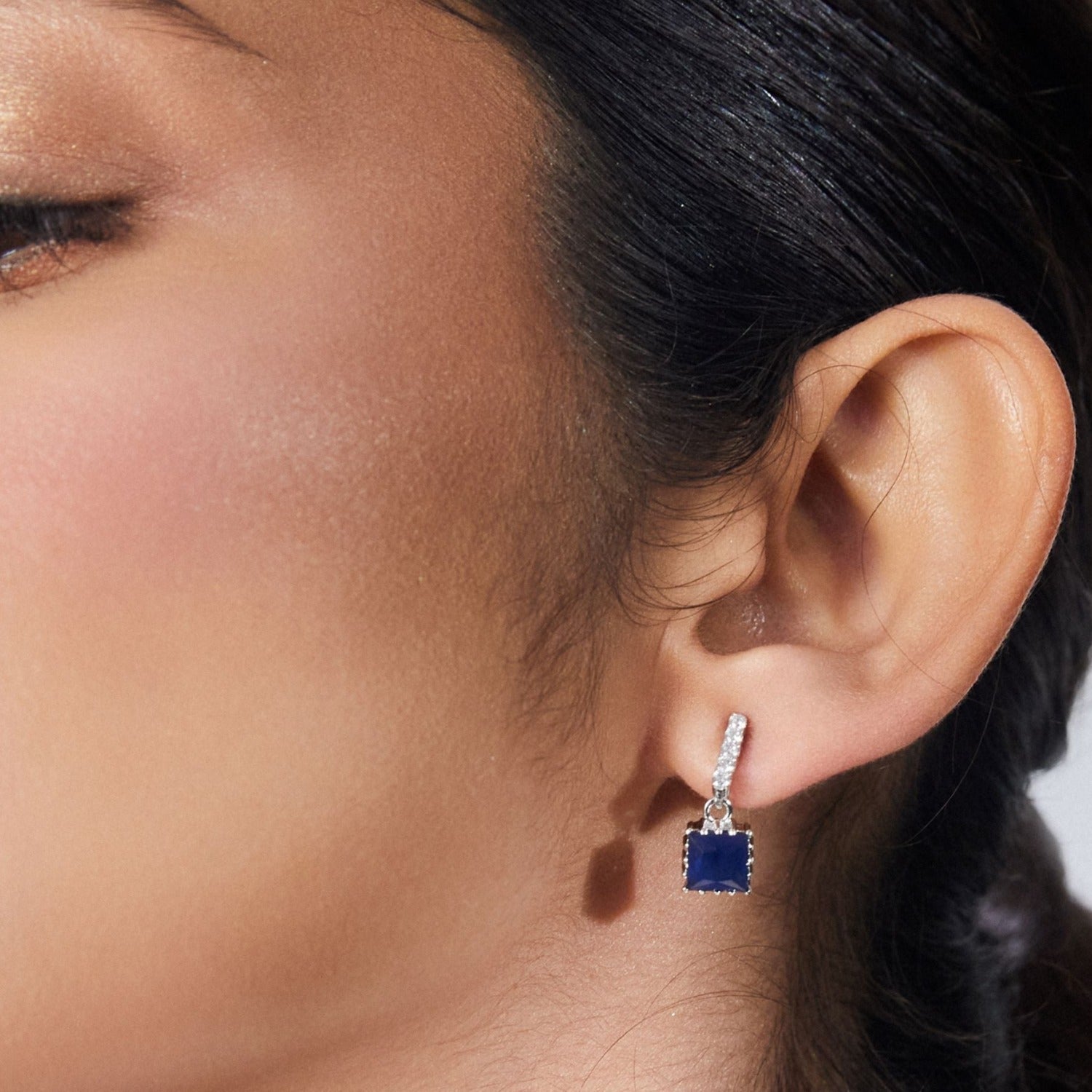 Square Dainty CZ Drop Earrings