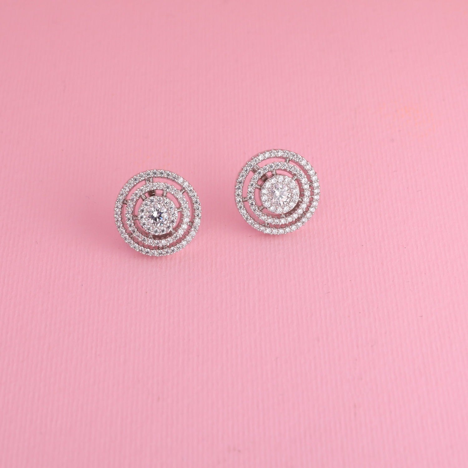 Round Ring CZ Stud Earrings