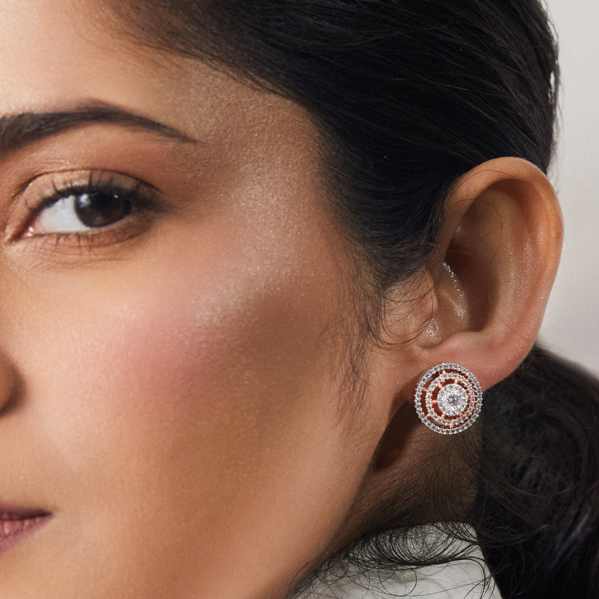 Round Ring CZ Stud Earrings