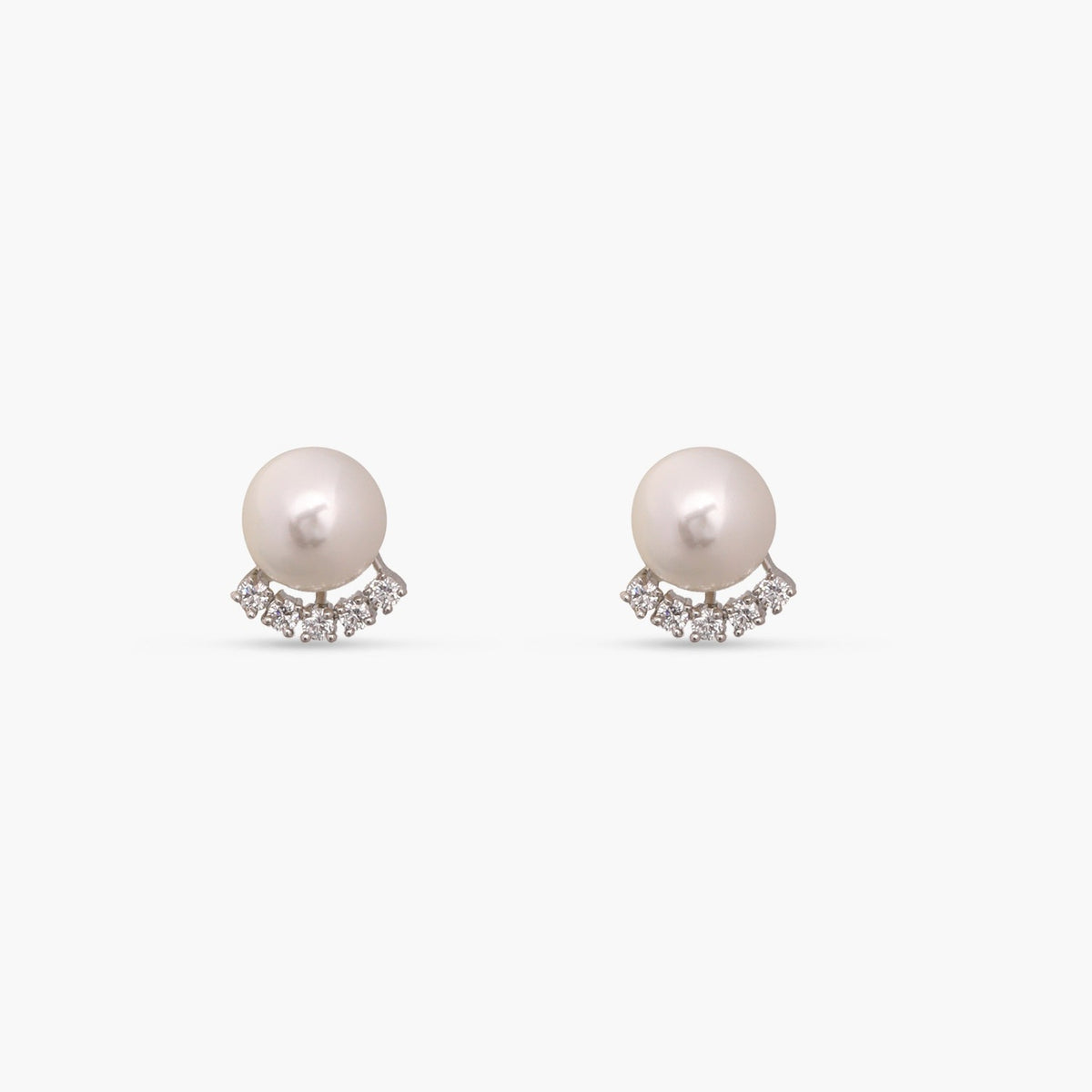 Simple Pearl CZ Stud Earrings