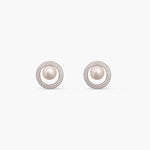 Simple Halo Pearl CZ Stud Earrings
