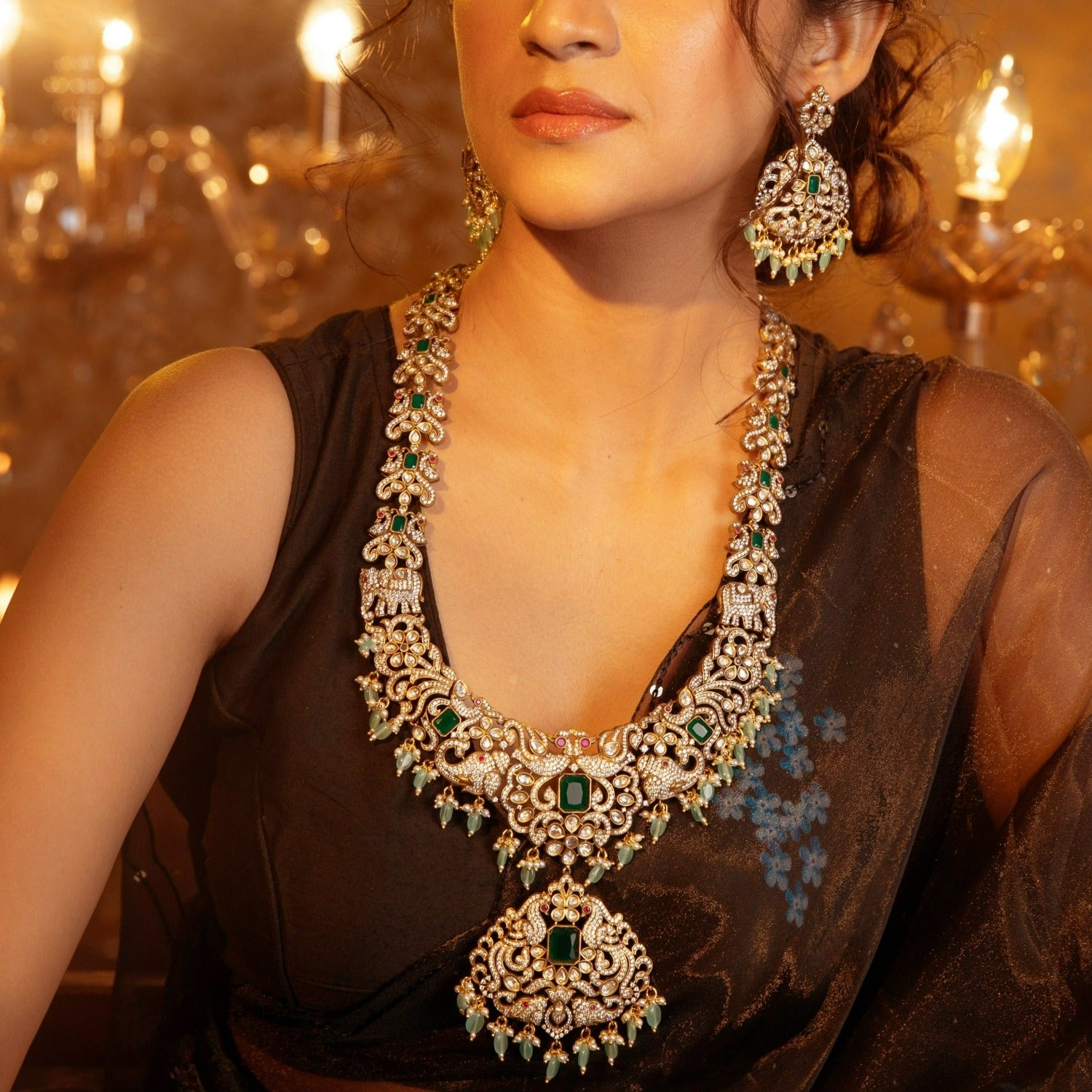 ALMA 運気アップセット Explore Alma Nakshatra CZ Necklace Set | Tarinika's Indian