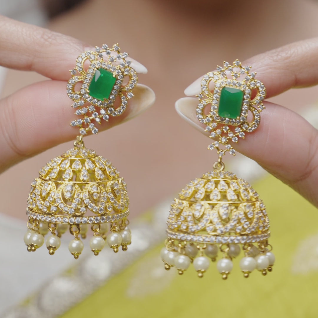 Abirami Nakshatra CZ Jhumka Earrings