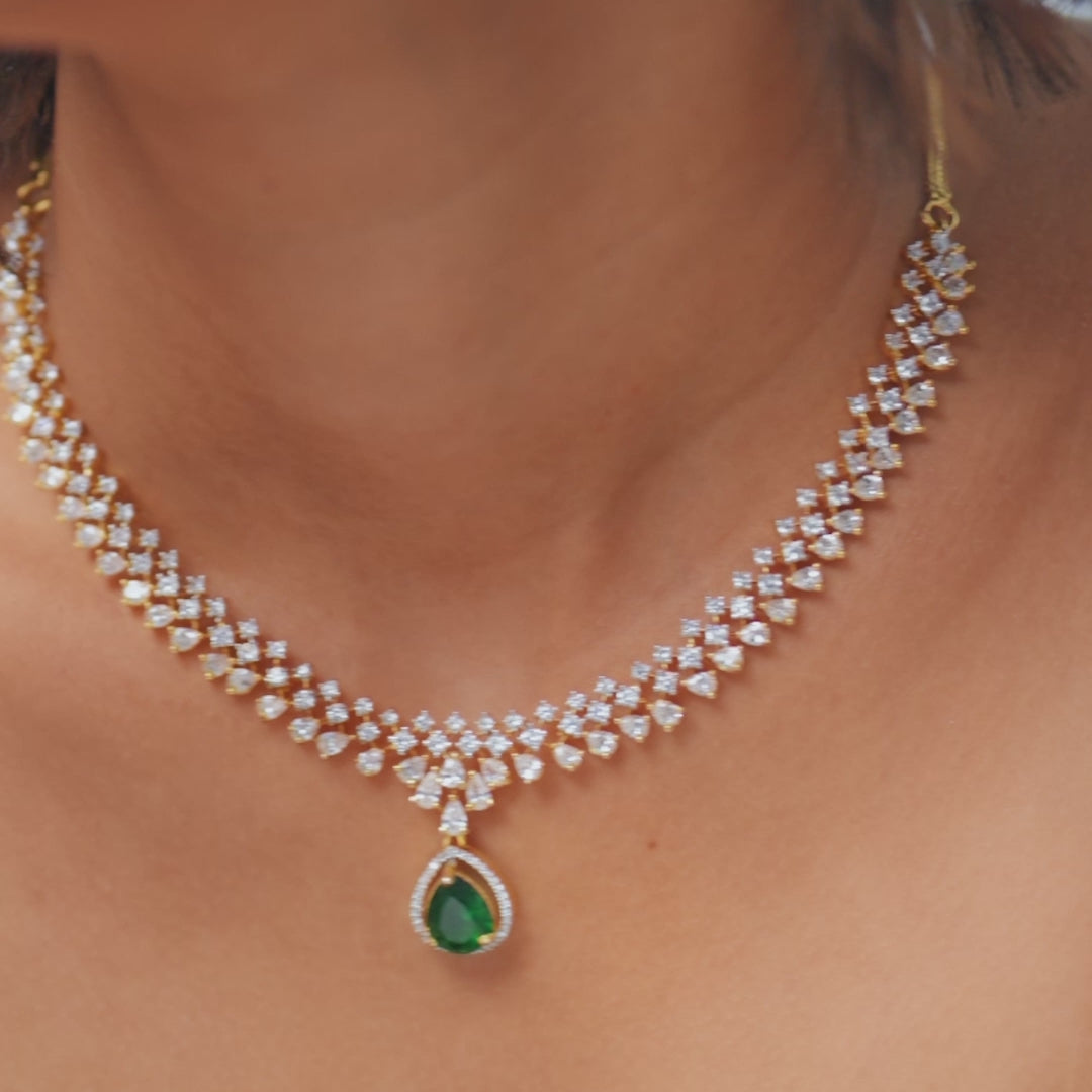 Rosemary CZ Green Necklace Set