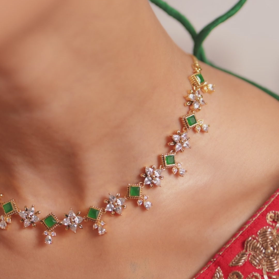 Floral Opulence CZ Necklace Set