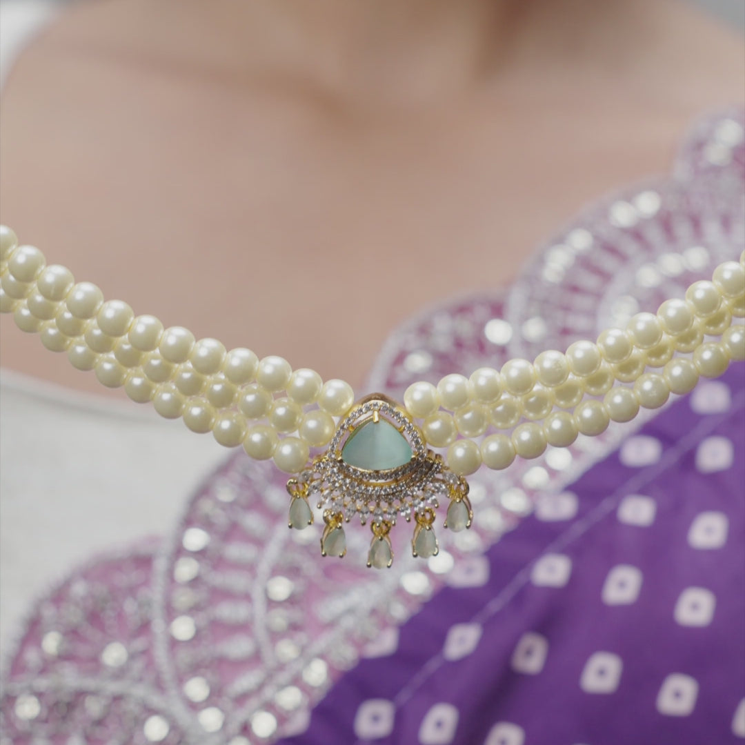 Bella Nakshatra CZ Pearl Choker Set