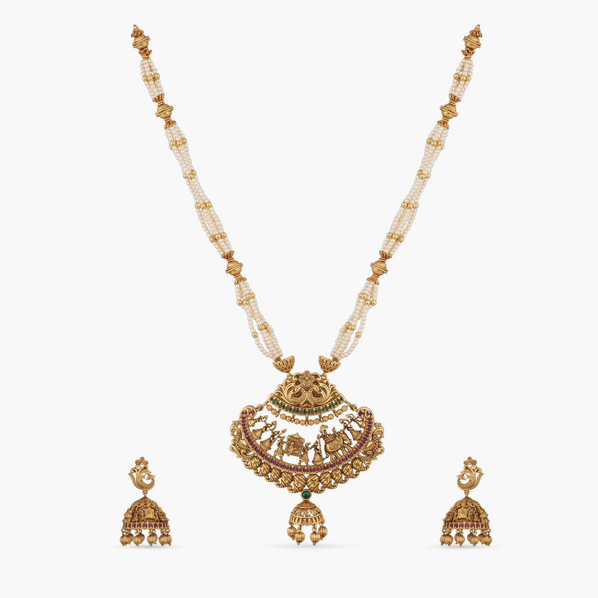 Palanquin Antique Pearl Tassel Pendant Set