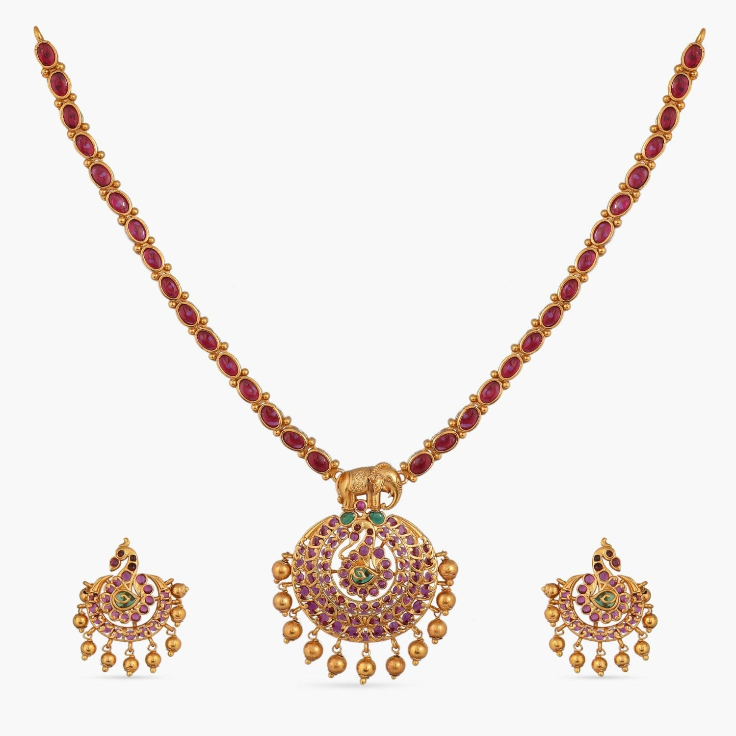 Aditri Floral elephant Antique Necklace Set