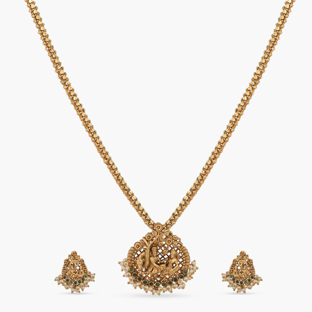 Krishna Antique Temple Pendant Set