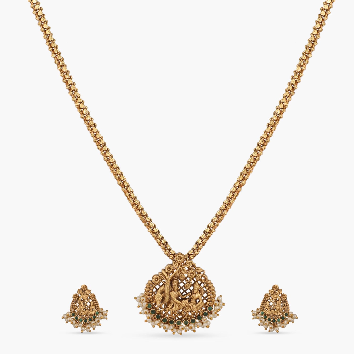 Krishna Antique Temple Pendant Set