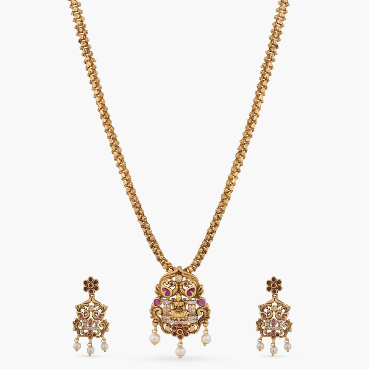 Medini Antique Temple Pendant Set