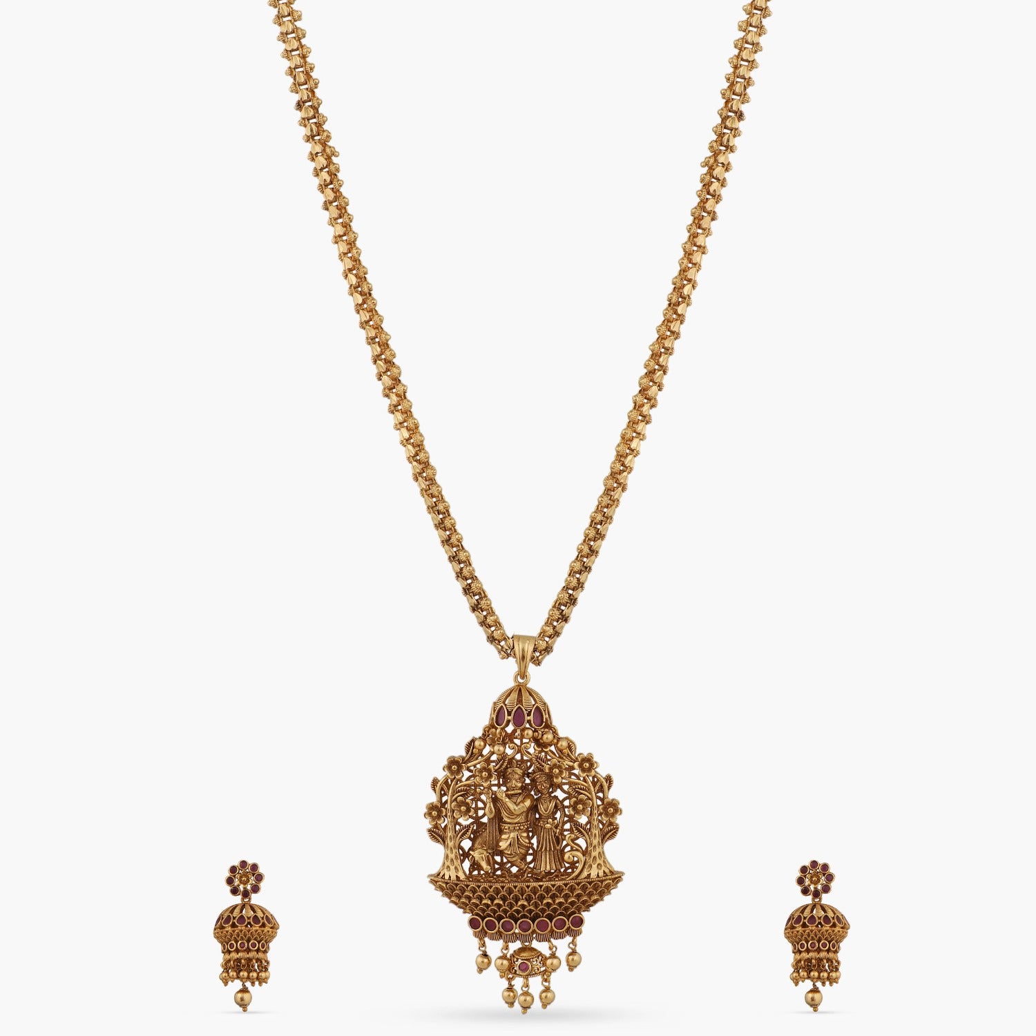Murlidhar Antique Temple Pendant Set