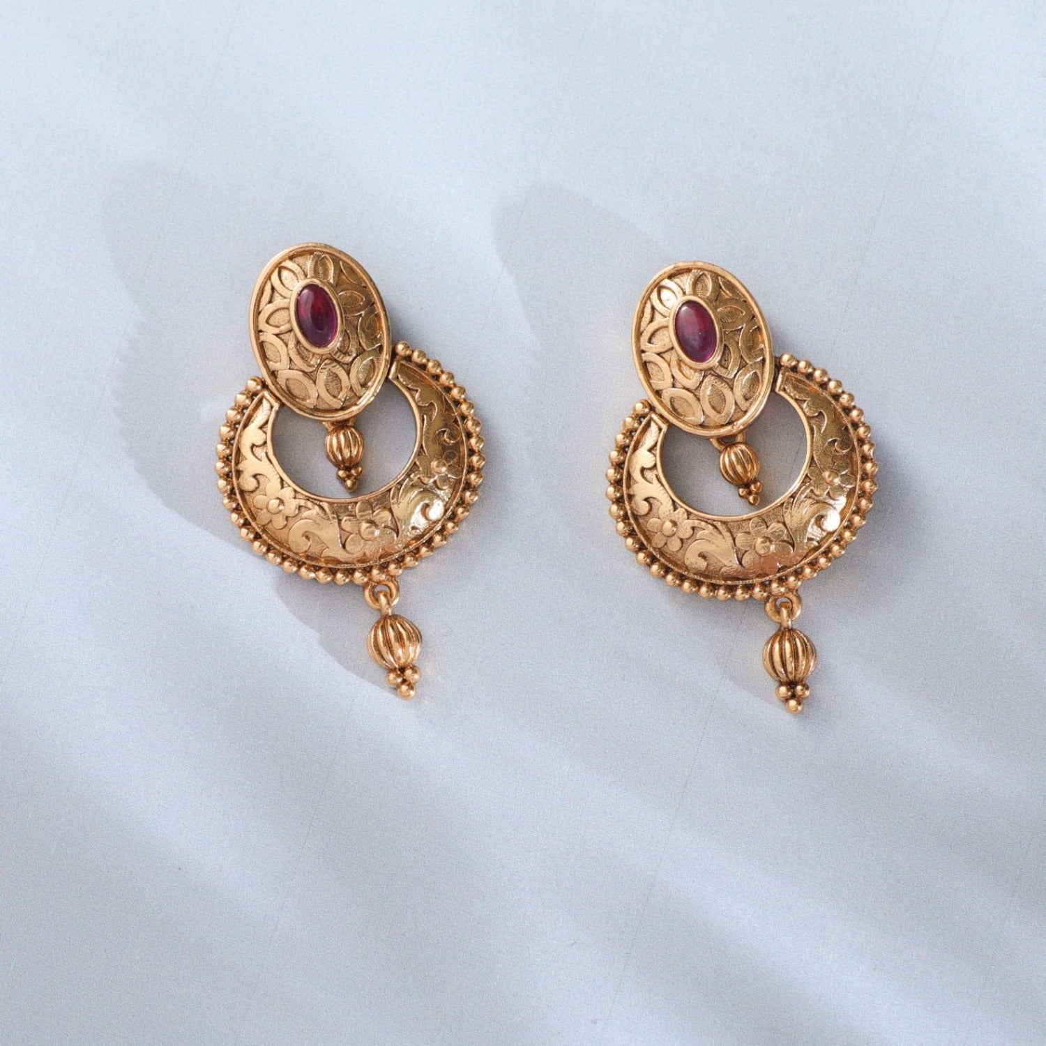 Buy Gold-Toned and Red Contemporary Chandbalis Earrings Online at Best  Prices in India - JioMart.