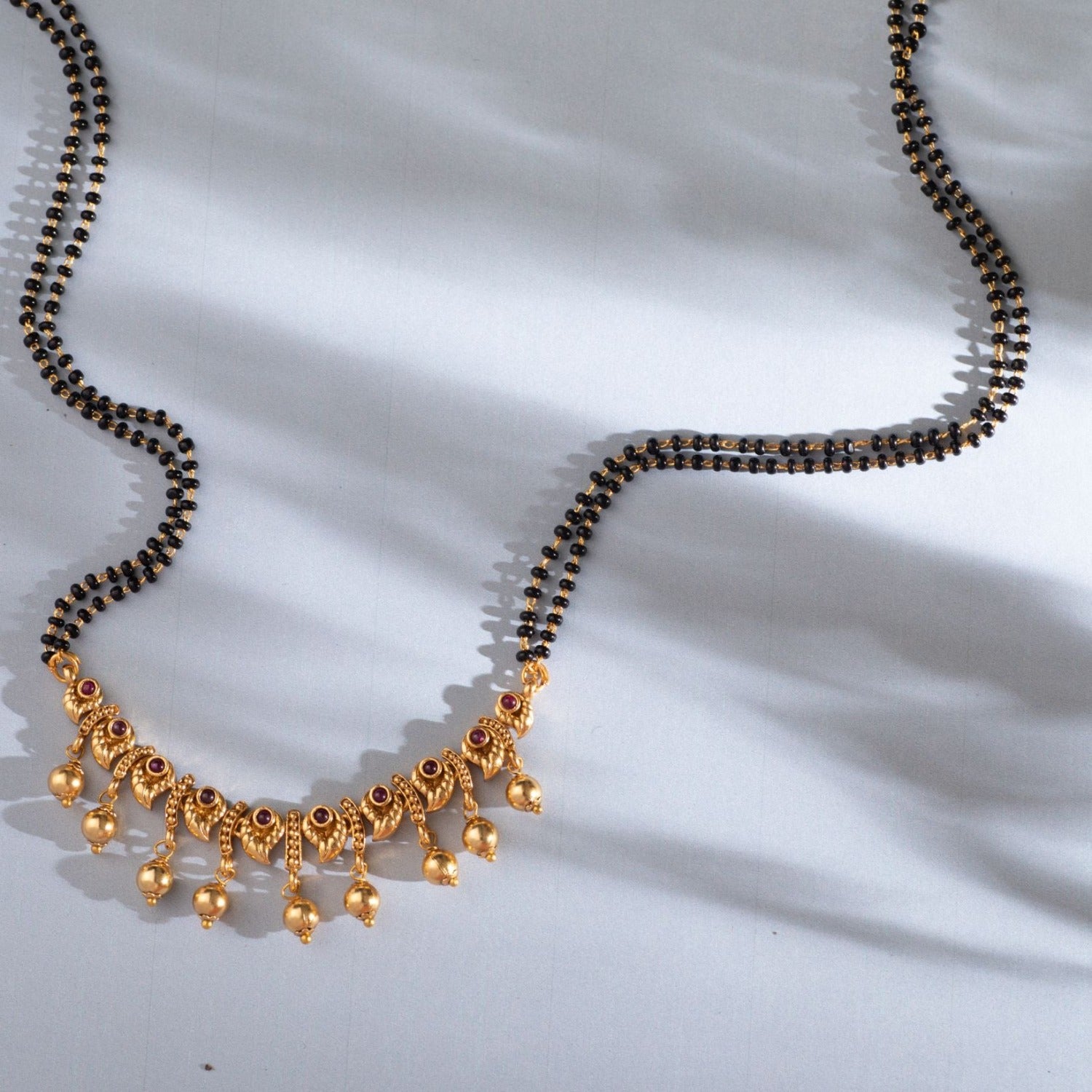 Buy Black Beads Necklace, Indian Mangalsutra, Ruby/emerald Ball Pendant  Mangalsutra, Wedding Jewelry, Black Beads Necklace, Nallapoosalu Online in  India - Etsy