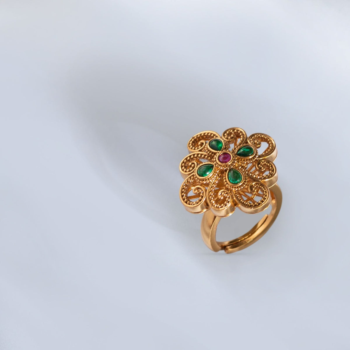 Azba Statement Floral Antique Finger Ring