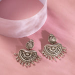 Maati Floral Antique Oxidized Chandbali Earrings