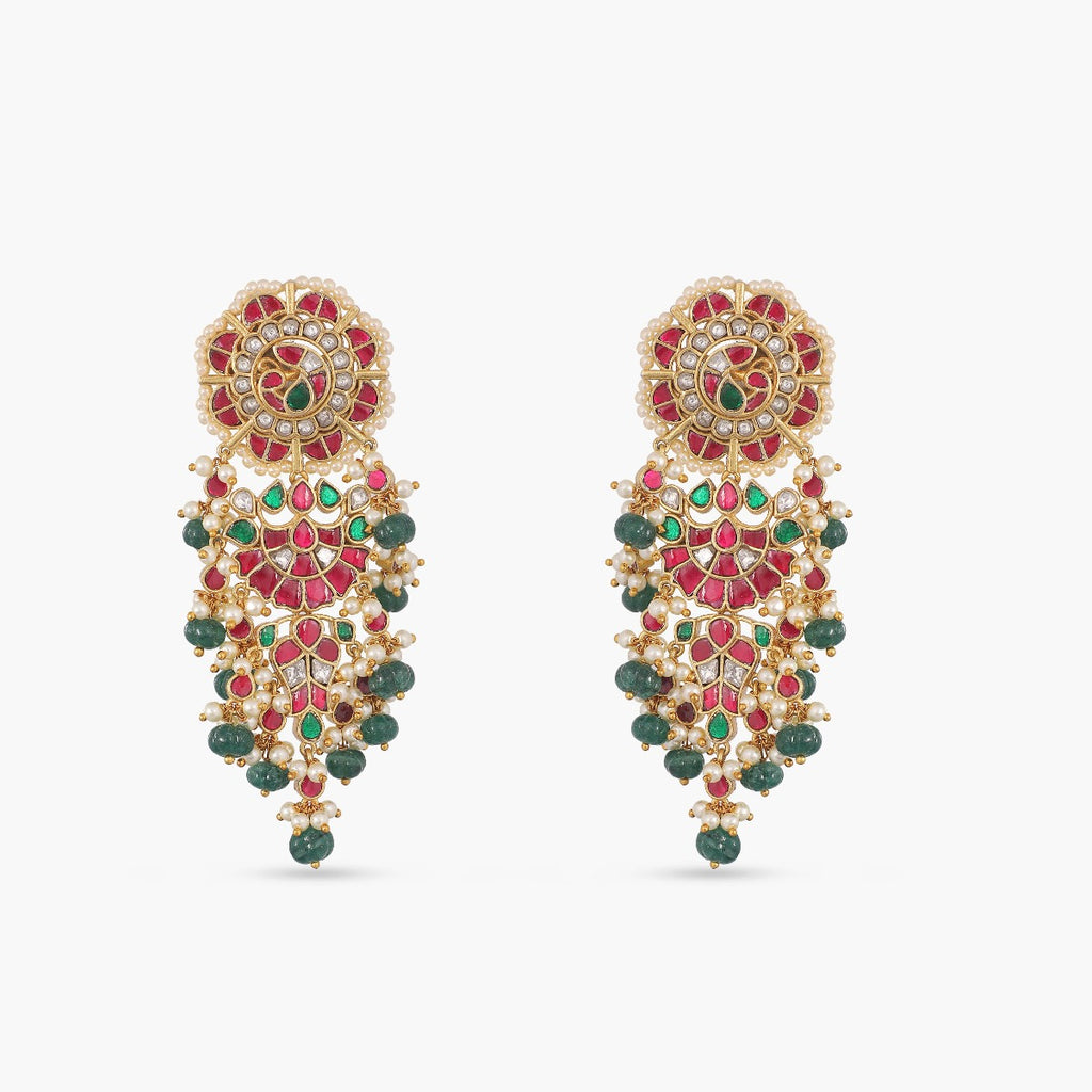 Red Teardrop Gold Plated Earrings – Rajesh Jewels