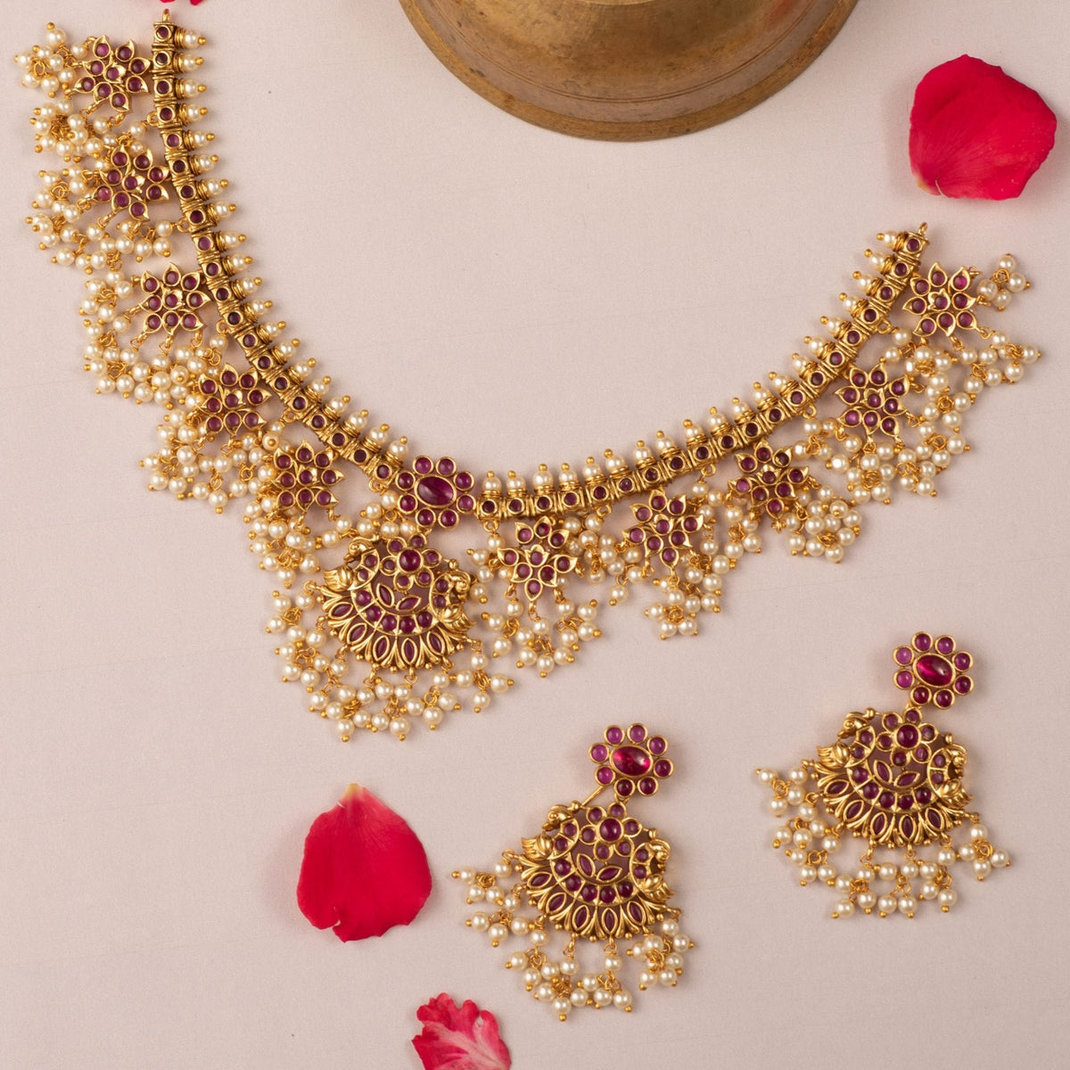 Classic Pearls Guttapusalu Antique Necklace Set
