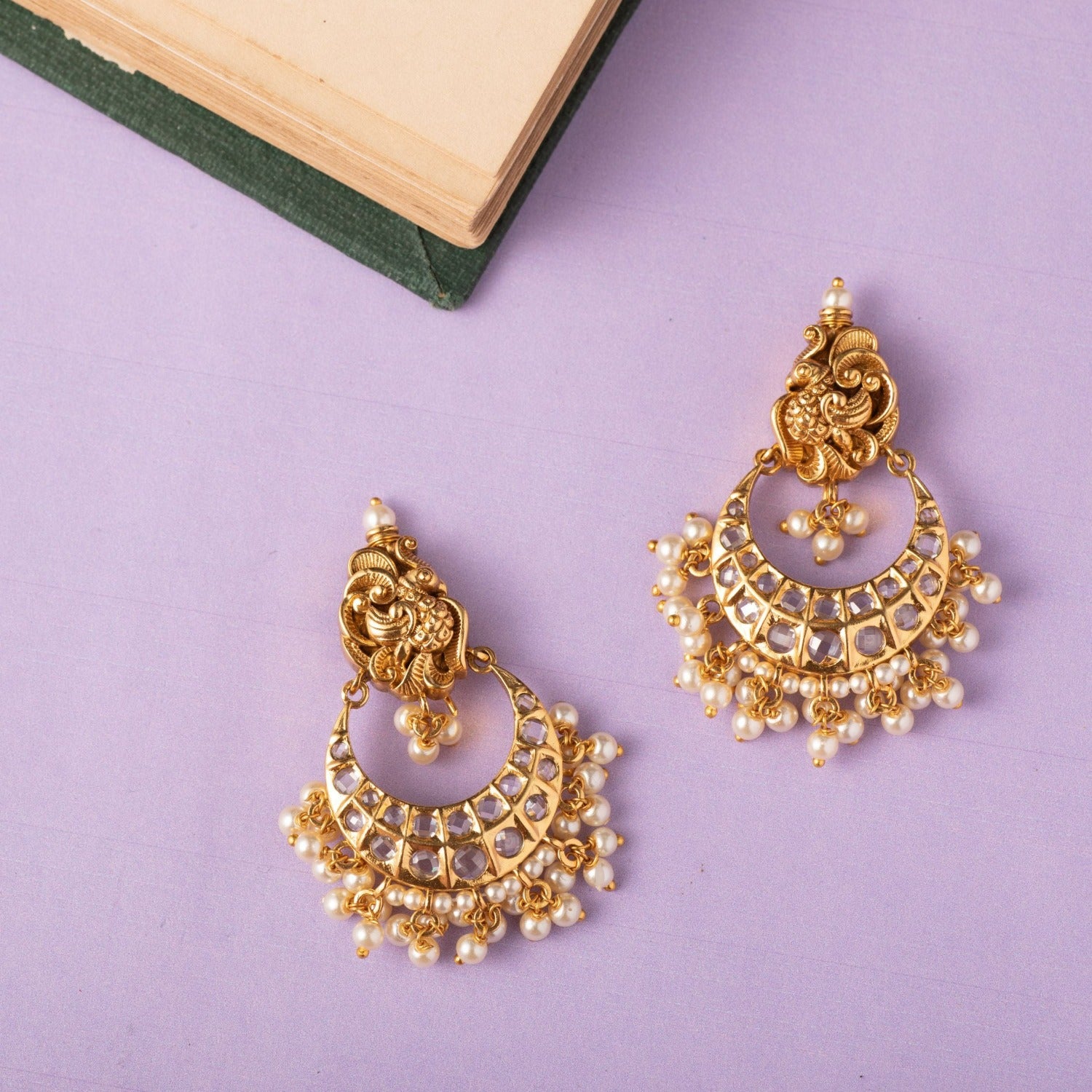 Peacock Classic Antique Chandbali Earrings