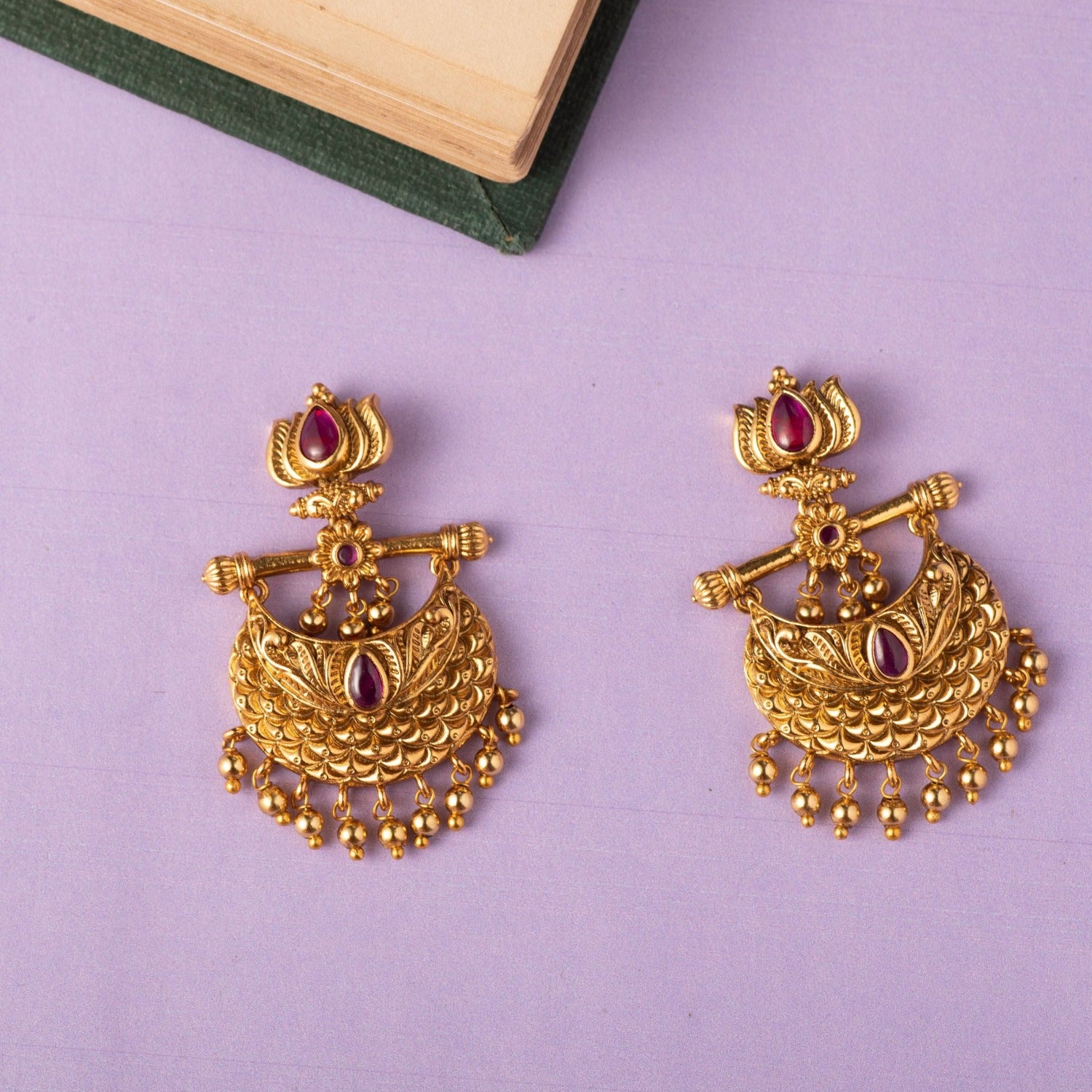 Gold Tone Lotus Design Stud Jhumki Earrings For Party Function  Jaipur  Mart  1556111
