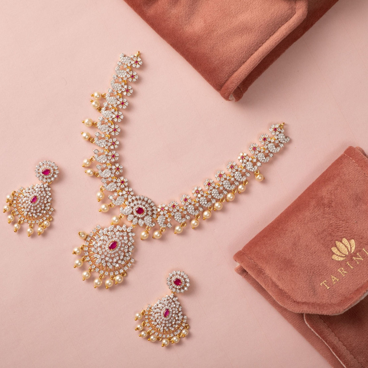 Floral Bling Nakshatra CZ Necklace Set