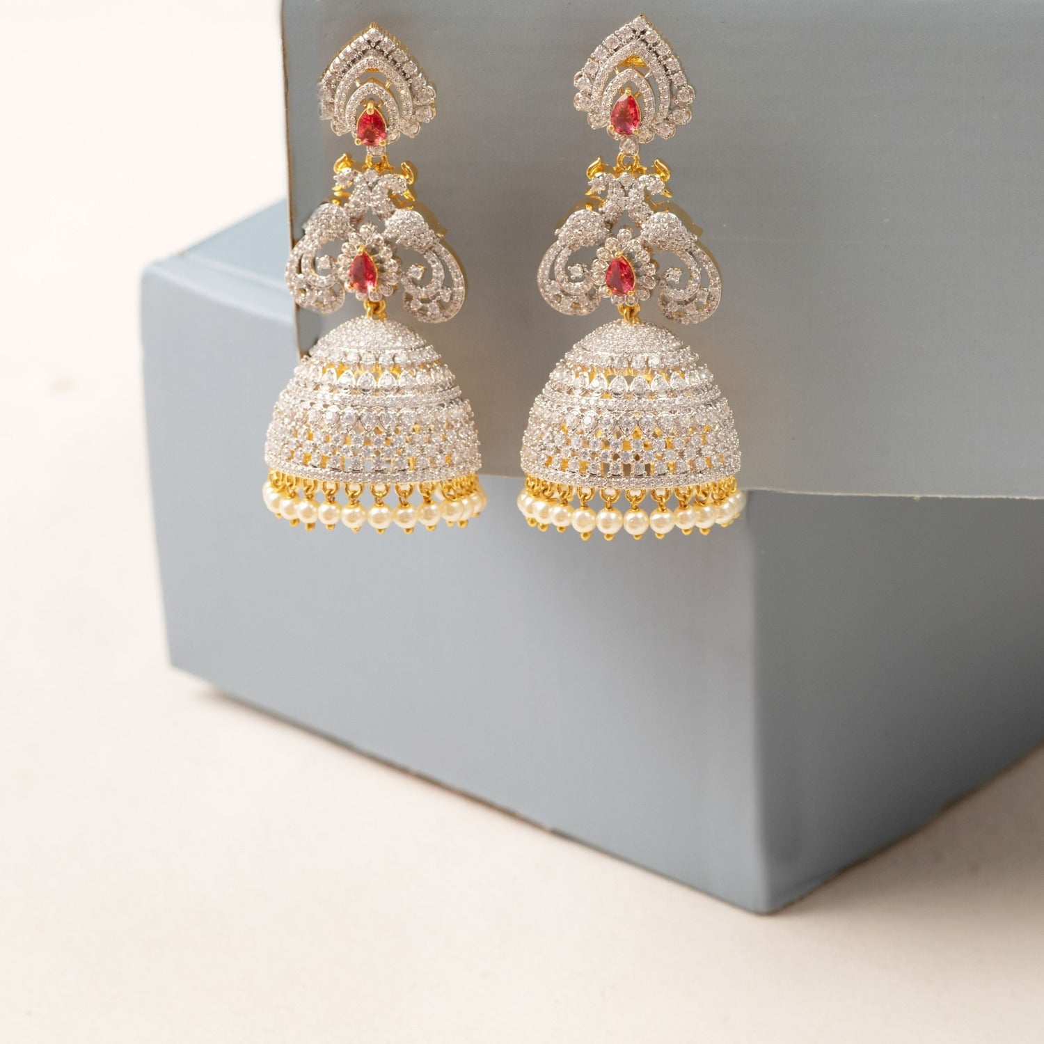 CZ Stones Leaf Model Fashion Jewellery Jhumka Earrings – Sparsh Jewellery