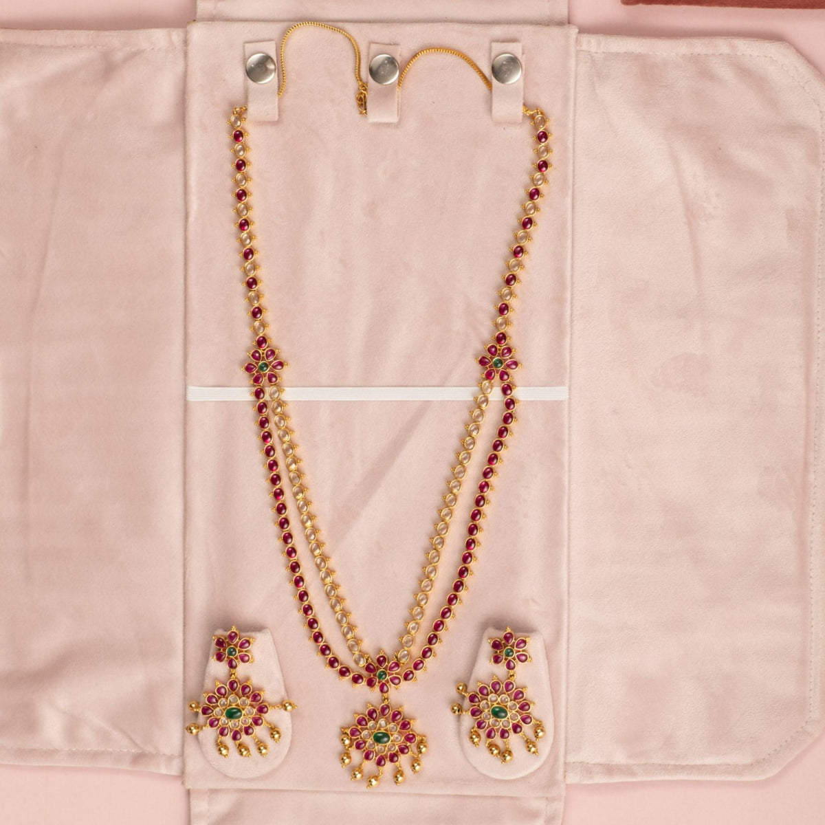 Flaunt Classic CZ Two Layer Long Necklace Set 