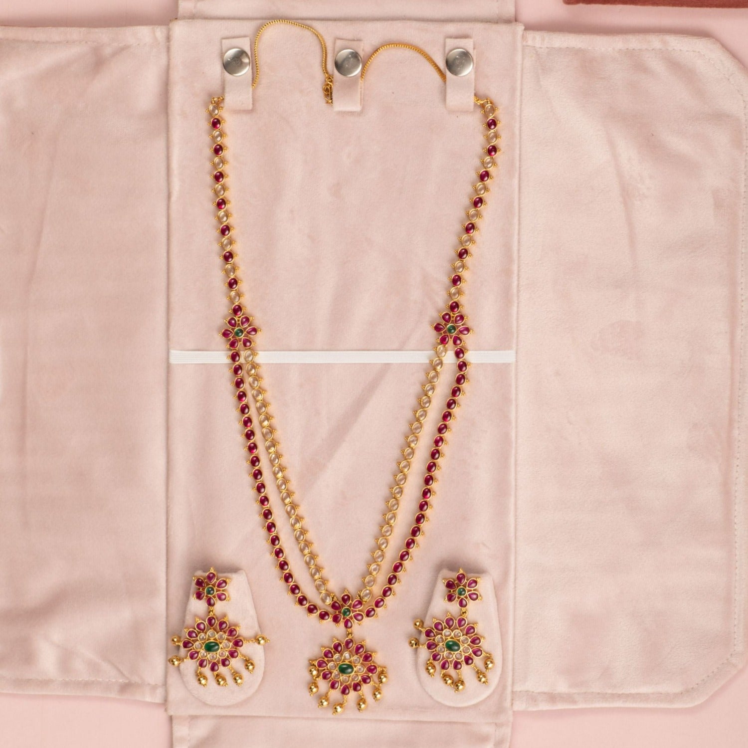 Flaunt Classic CZ Two Layer Long Necklace Set 