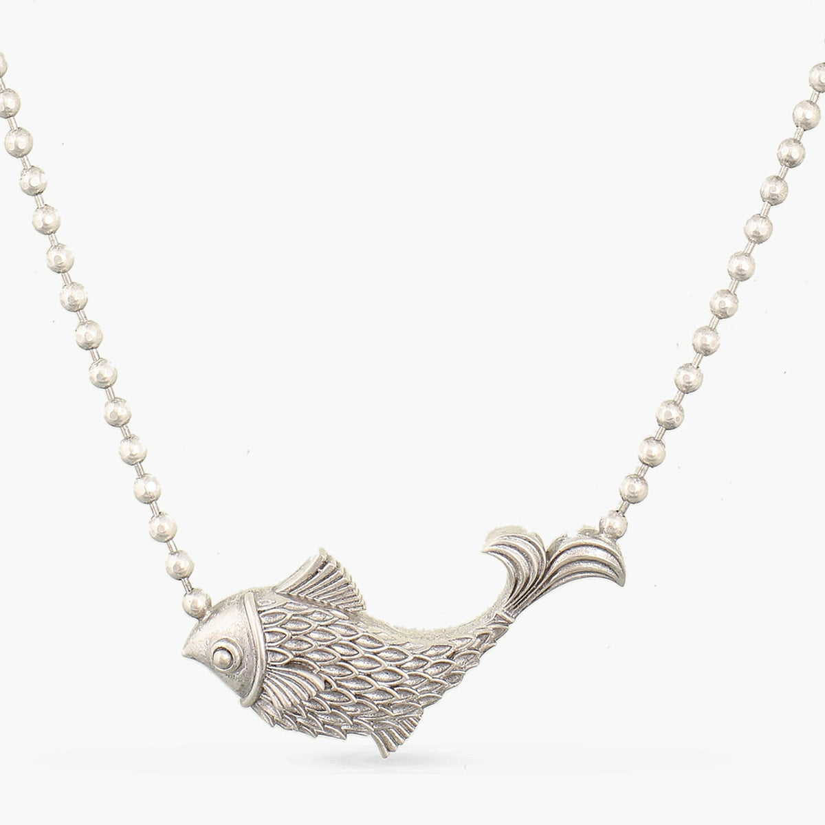 Fish Oxidized Beads Chain Necklace
