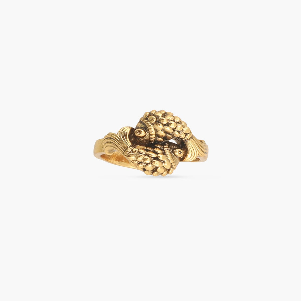 Double Fish Oxidized Finger Ring
