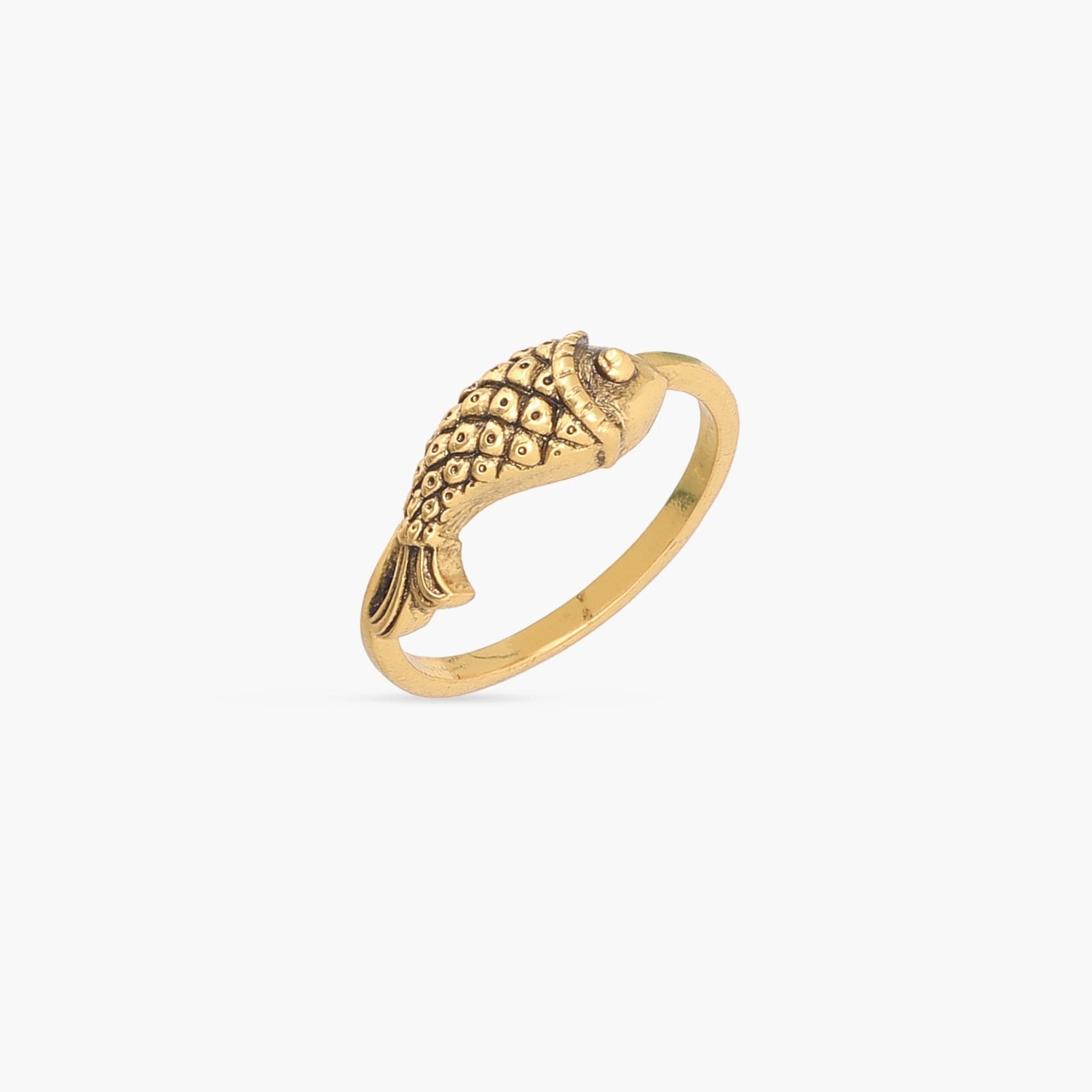 Simple Fish Oxidized Finger Ring