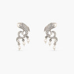 Fish and Pearl Oxidized Drop Earrings