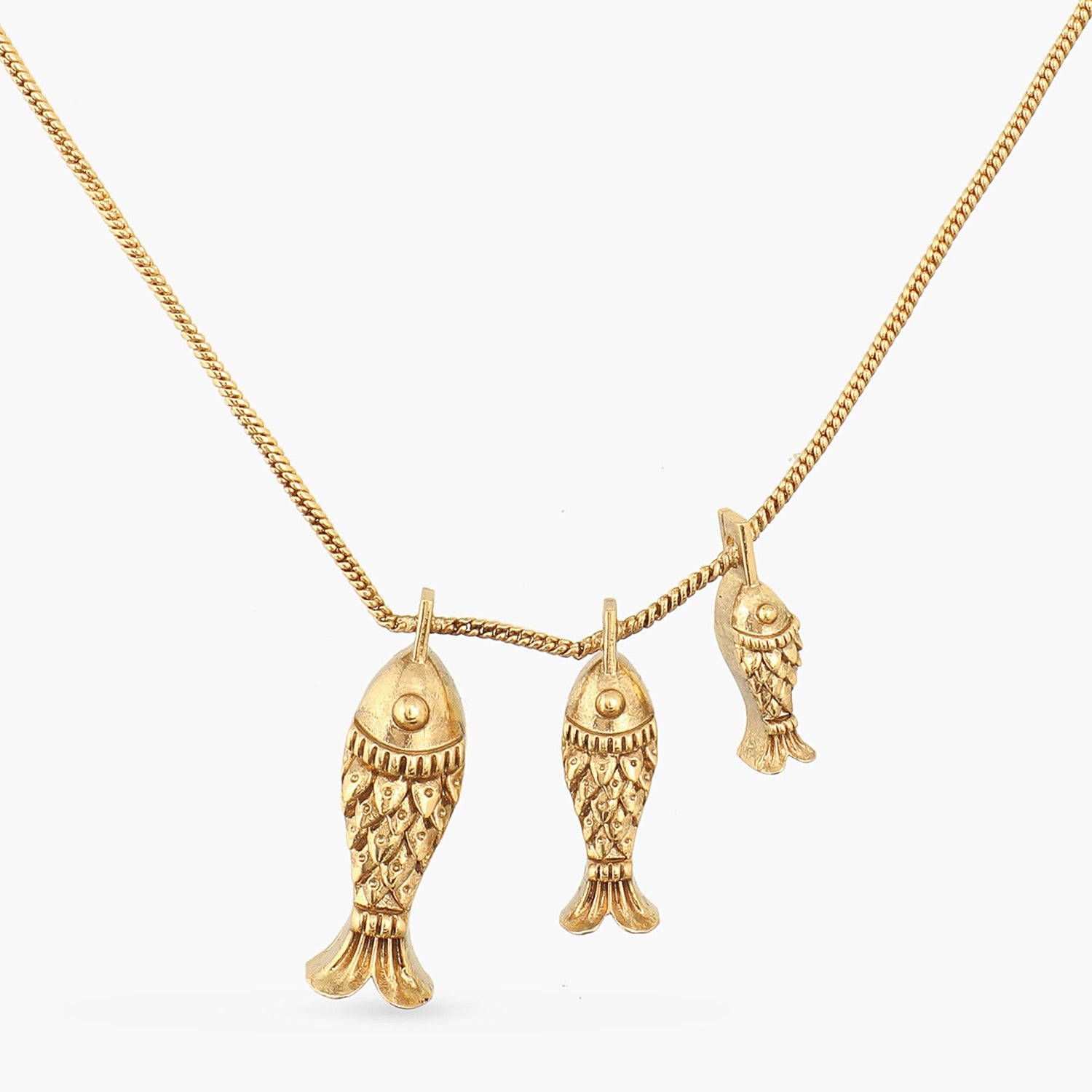Hooked Fish Oxidized Chain Necklace
