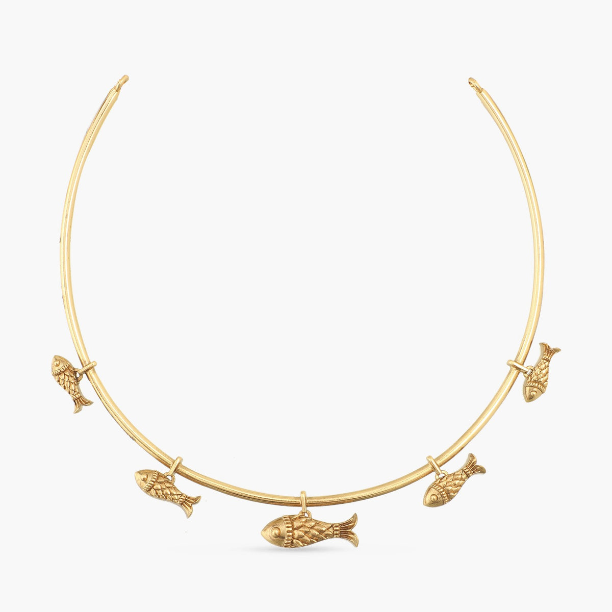 Hooked Fish Oxidized Hasli Necklace