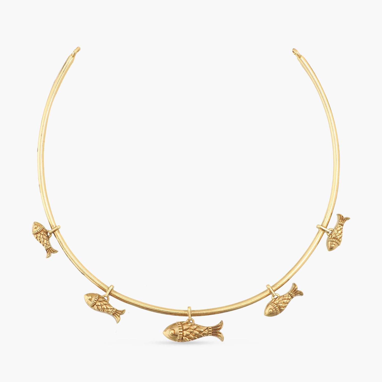 Hooked Fish Oxidized Hasli Necklace
