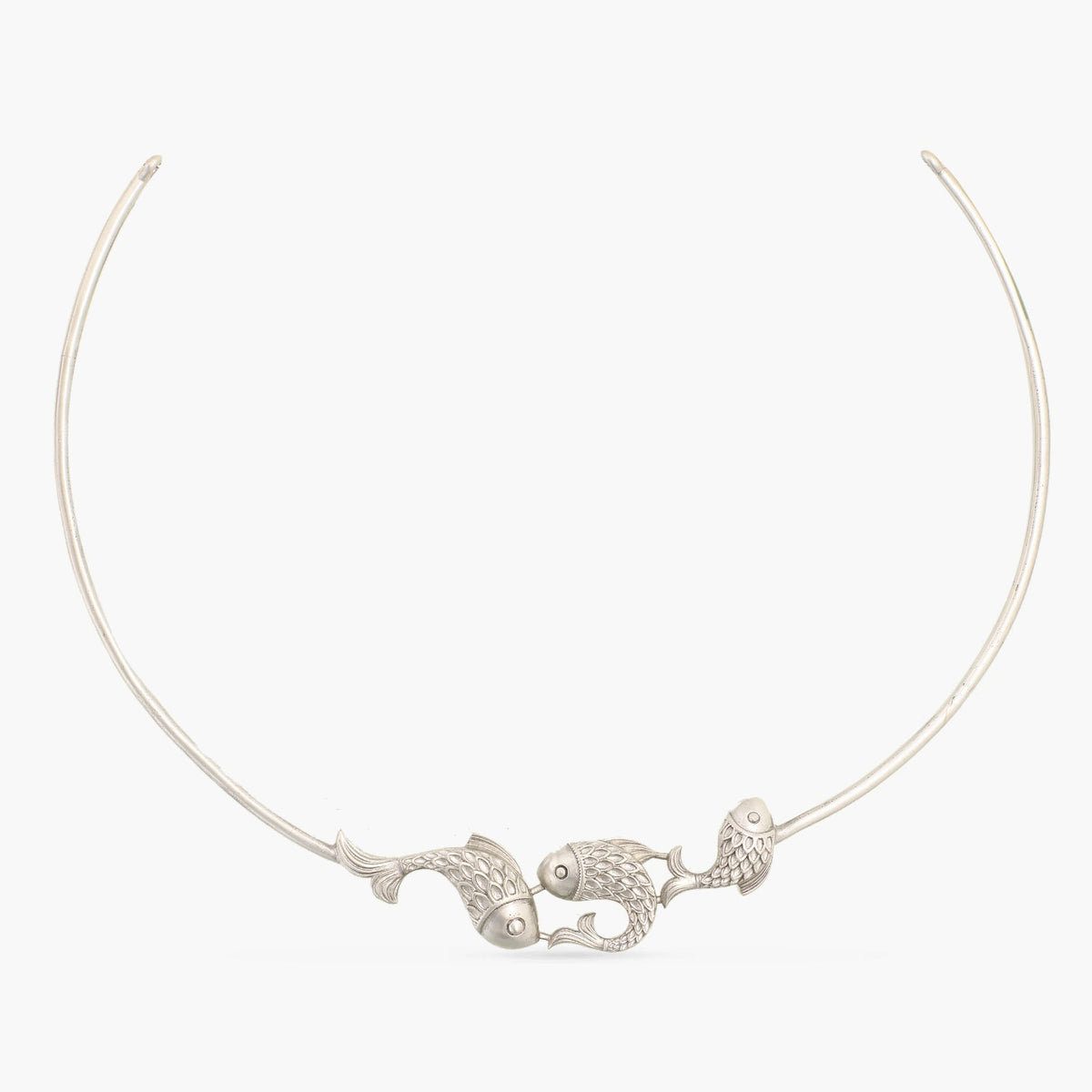 Classic FIsh Oxidized Hasli Necklace